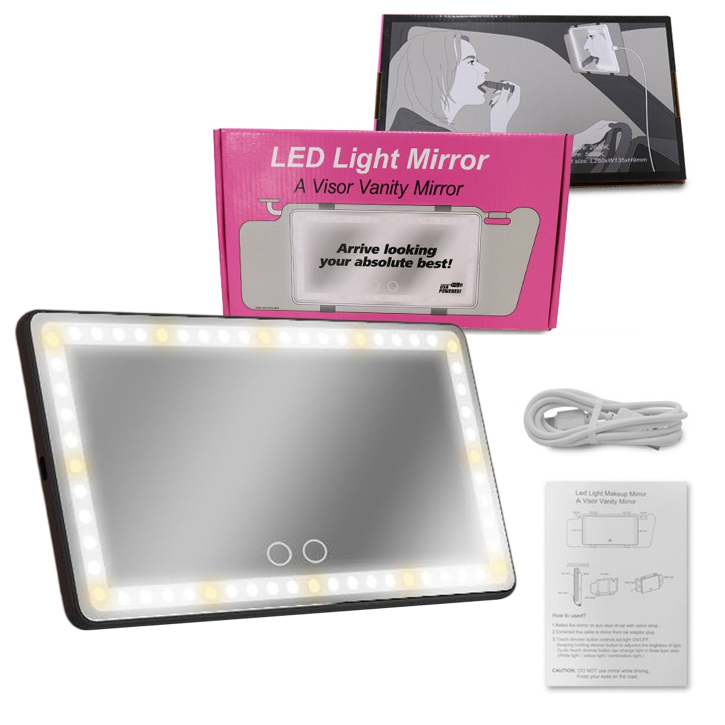 LED Car Visor Vanity Mirror