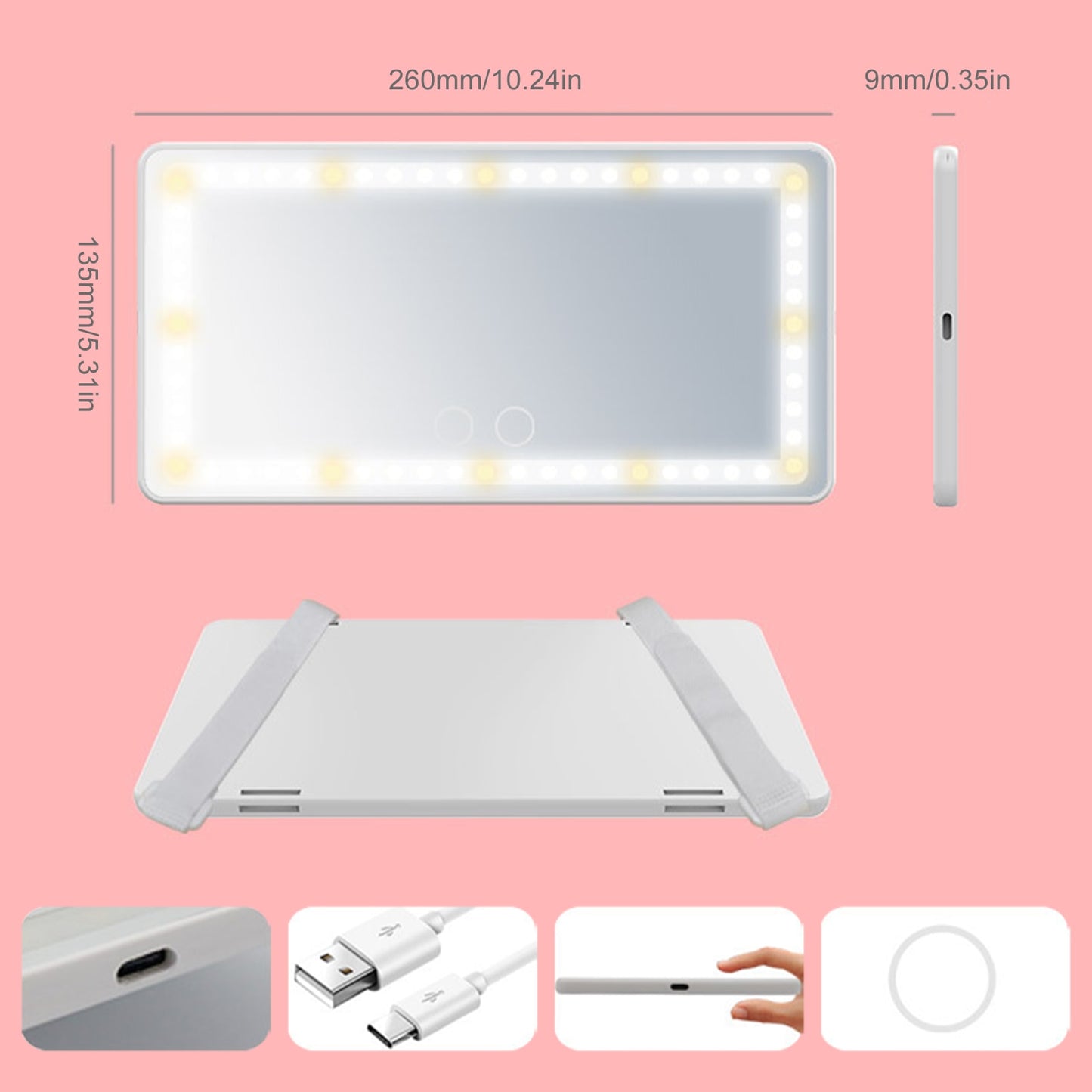 LED Car Visor Vanity Mirror