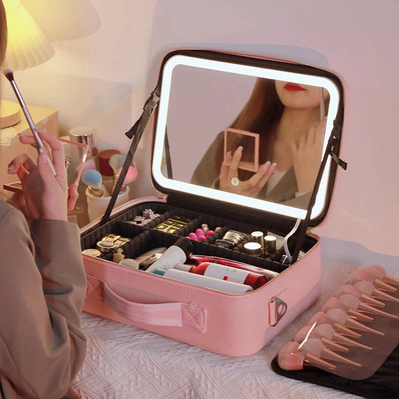 Led Cosmetic Bag With Mirror