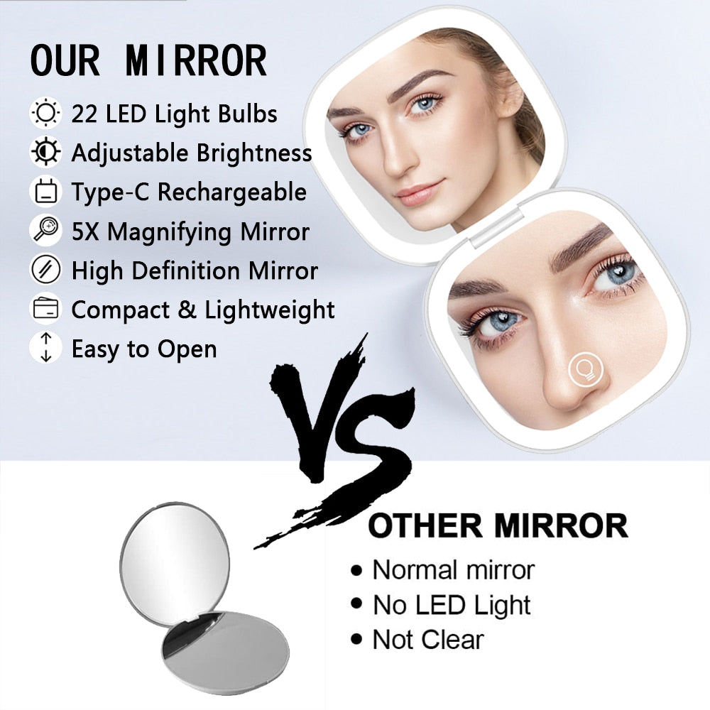 LED Compact Makeup Mirror